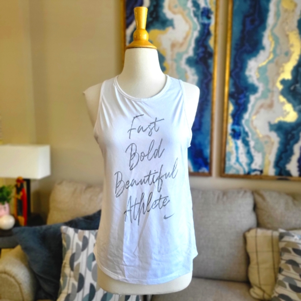 Nike Dri Fit Womens Active White Tank Sleeveless Top